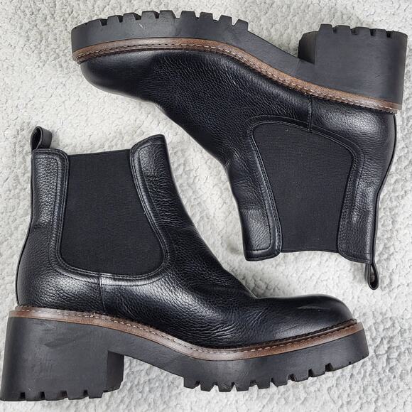 Nordstrom Miah Water Resistant Chelsea Lug Boot Black Womens size 10 - Picture 1 of 6